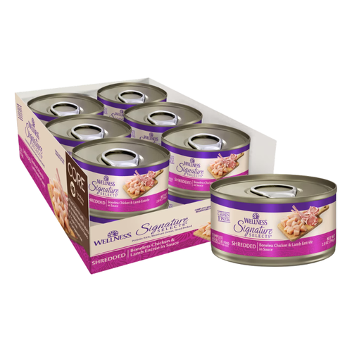 Wellness CORE Signature Selects Shredded Boneless Chicken & Lamb Entrée in Sauce Grain-Free Wet Cat Food