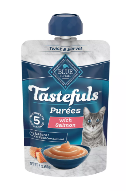Blue Buffalo Tastefuls Purees with Salmon Natural Cat Food Complement 3 oz