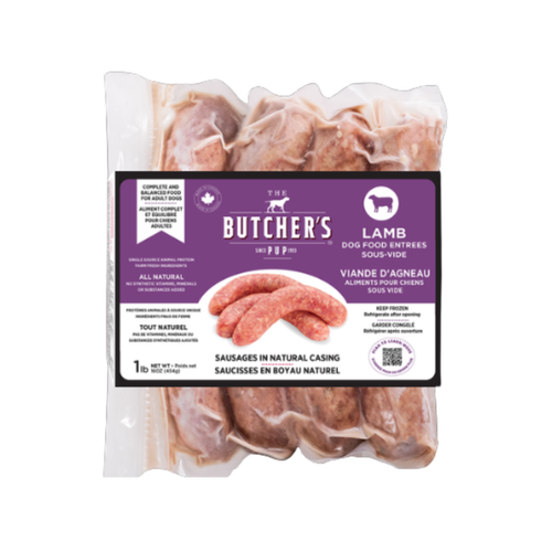 The Butcher's Pup Lamb Sous-Vide Sausages Complete Adult Dog Food 1 lb