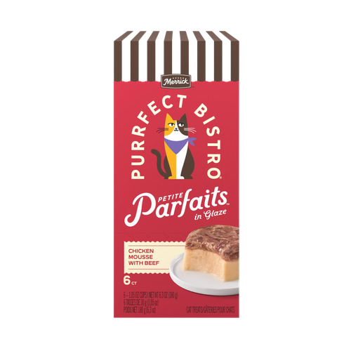 Merrick Purrfect Bistro Petite Parfaits Chicken Mousse with Beef in Glaze Gravy Lickable Cat Treat 6 ct