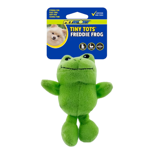 Petsport Tiny Tots Freddie Frog Plush Dog Toy 4 in