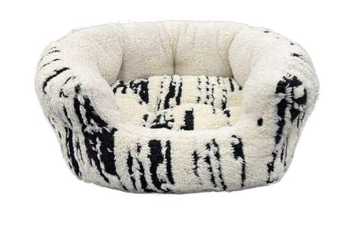 Spot Black and White Reverse Cushion Marbled Rectangle Pet Bed 18 in