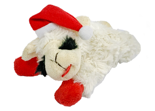Multipet Holiday Santa Lamb Chop Plush Dog Toy 6 in