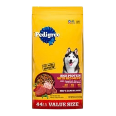 Pedigree High Protein Beef & Lamb Flavor Adult Dry Dog Food 44 lb - Chow  Hound Pet Supplies