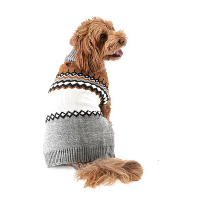 Pet Obsession Grey Fair Isle Pet Sweater - Chow Hound Pet Supplies