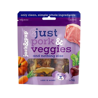 ドッグフード JUICY PORK & VEGGIES Jack & Pup Just Pork & Veggies Natural Dog Chew Treats 7 oz - Chow