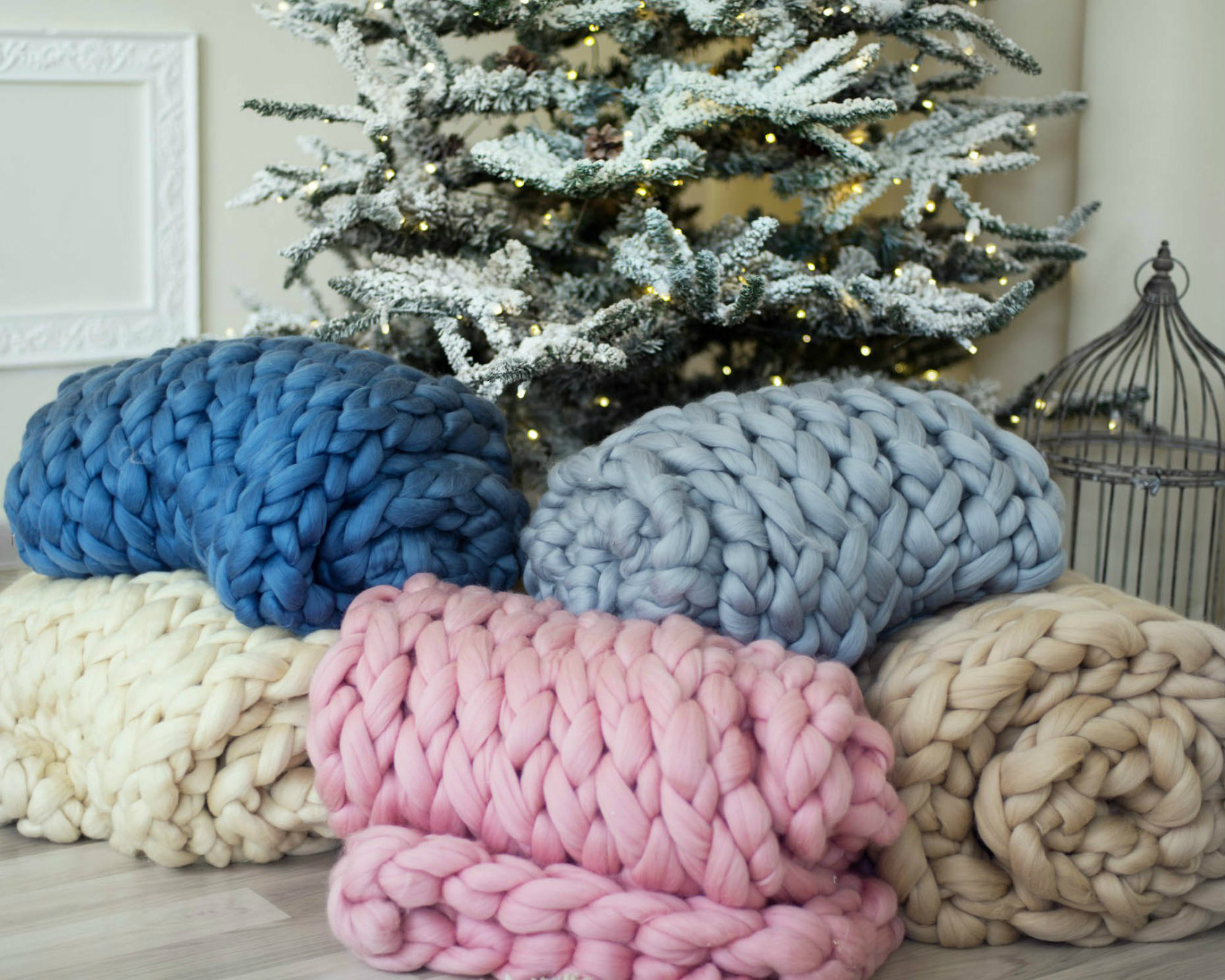 Chunky Knit Decor - Cute Round Rug from Merino Wool