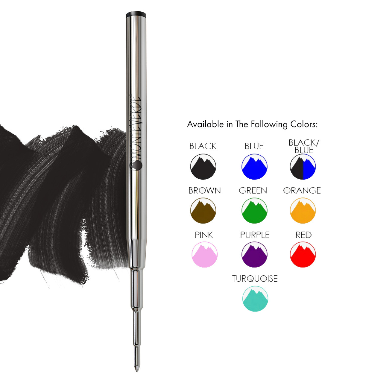 Monteverde Soft Roll Ballpoint Refills For Cross Pens - 6 Pack Blue Ink Medium Point (0.7mm)