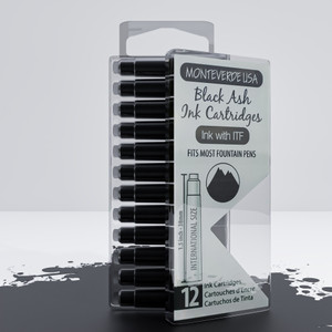 Monteverde USA® Core Black Ash 12pc Ink Cartridges Clear Case Monteverde USA® Core Black Ash 12pc Ink Cartridges Clear Case