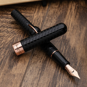 Conklin Mark Twain Crescent Filler Fountain Pen - Black w/ Rose Gold trim w/ JoWo Nib Conklin Mark Twain Crescent Filler Fountain Pen - Black w/ Rose Gold trim w/ JoWo Nib