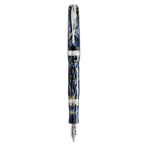 Pineider Ancient Material Celluloid Wilde Blue Fountain Pen Palladium Trim Pineider Ancient Material Celluloid Wilde Blue Fountain Pen Palladium Trim