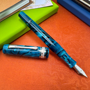 Nettuno N-E 2.0 Fountain Pen Thalassa (Blue) Pallatrium Trim Nettuno N-E 2.0 Fountain Pen Thalassa (Blue) Pallatrium Trim