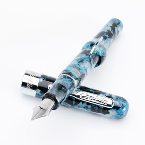 Conklin Mark Twain Crescent Filler Fountain Pen Blue Array w/ Chrome Trim w/JoWo Nib Conklin Mark Twain Crescent Filler Fountain Pen Blue Array w/ Chrome Trim w/JoWo Nib
