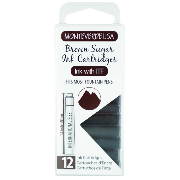 Monteverde USA® Core Brown Sugar 12pc Ink Cartridges Clear Case