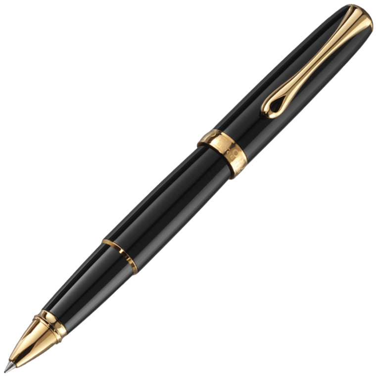 Diplomat Excellence A2 Black Lacquer with gold trim Rollerball Pen