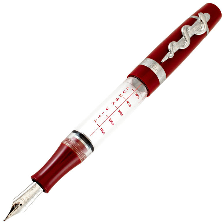 Stipula Lungavita Limited Edition Fountain Pen Cartridge/Piston/Eye Dropper Crystal Clear/Red 14kt