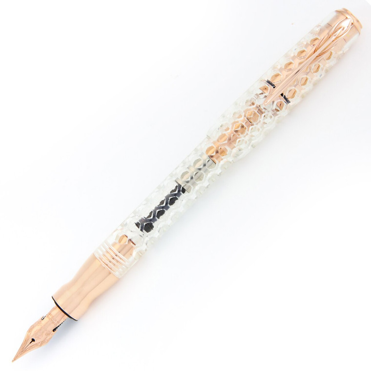 Pineider Honeycomb Sugar White/Rosegold - Fine 14k Gold Nib