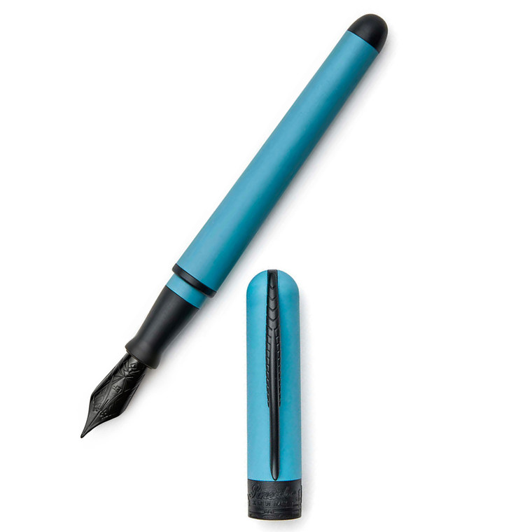 Pineider Avatar UR Matte Black Trim Fountain Pen Ice Blue