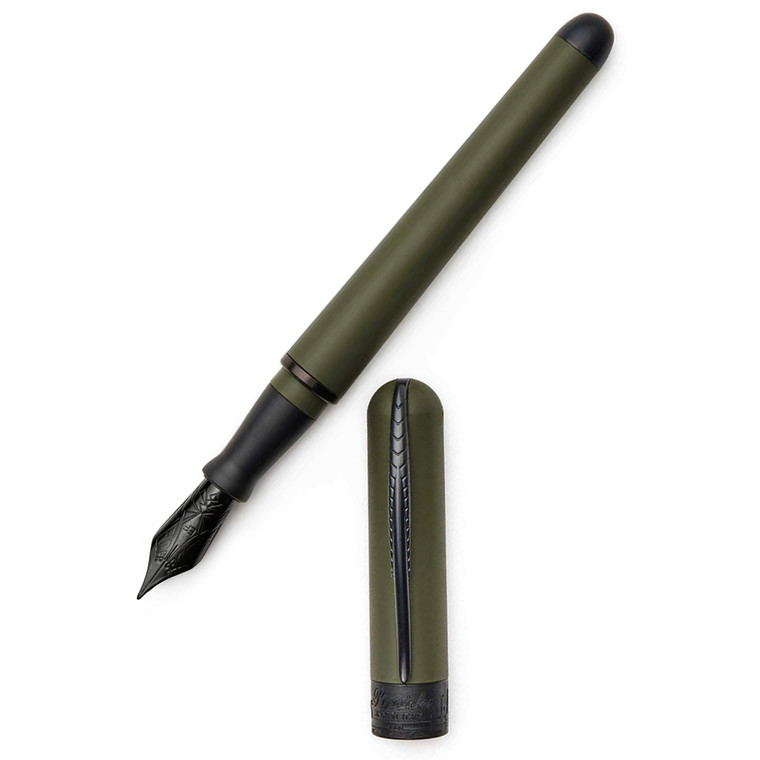 Pineider Avatar UR Matte Black Trim Fountain Pen Military Green
