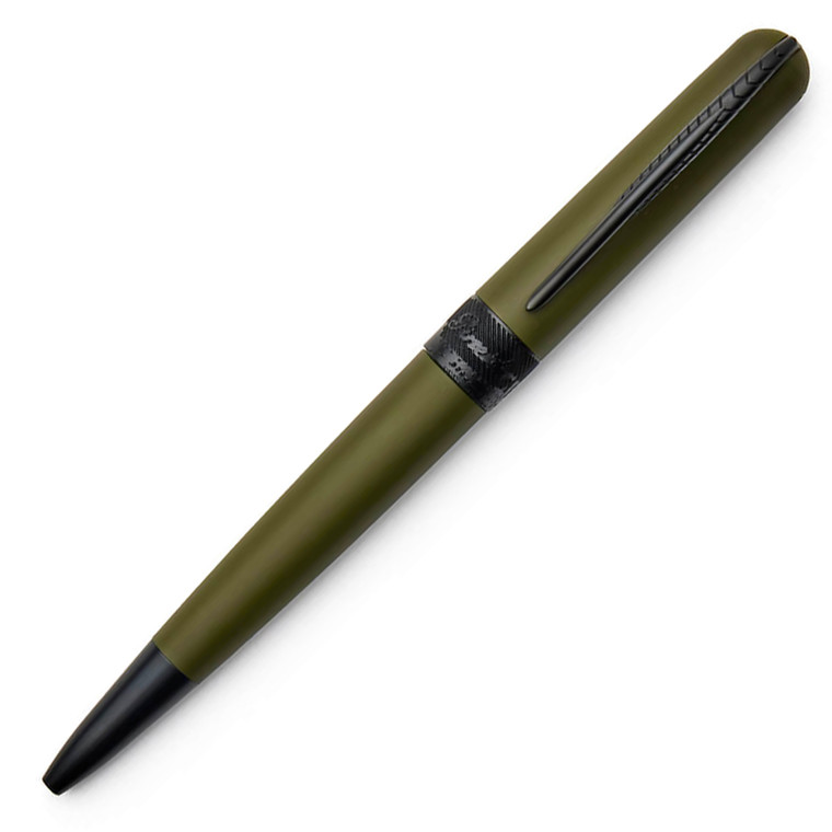 Pineider Avatar UR Matte Black Trim Ballpoint Pen Military Green