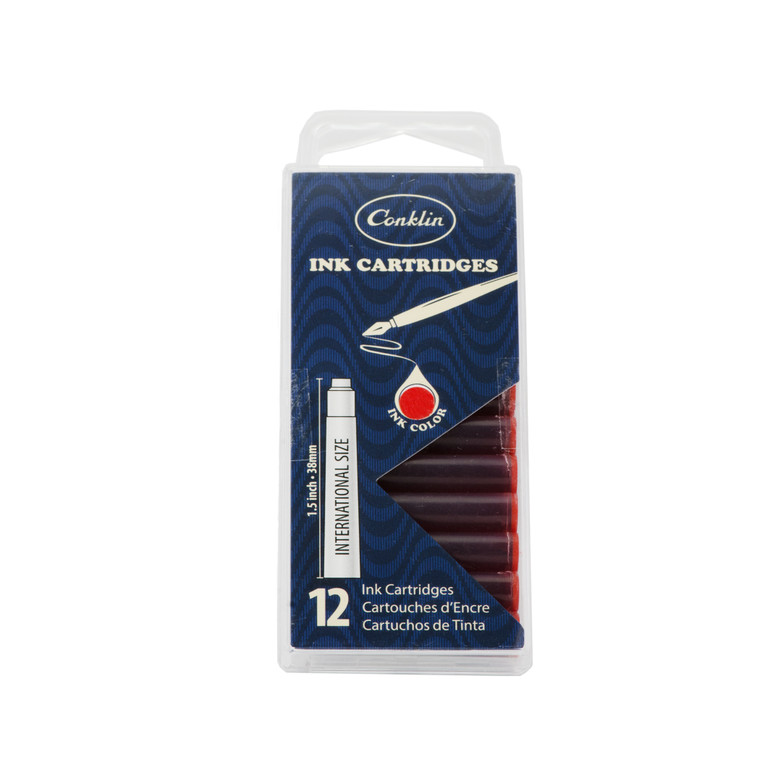 Conklin 12pc Ink Cartridge Red