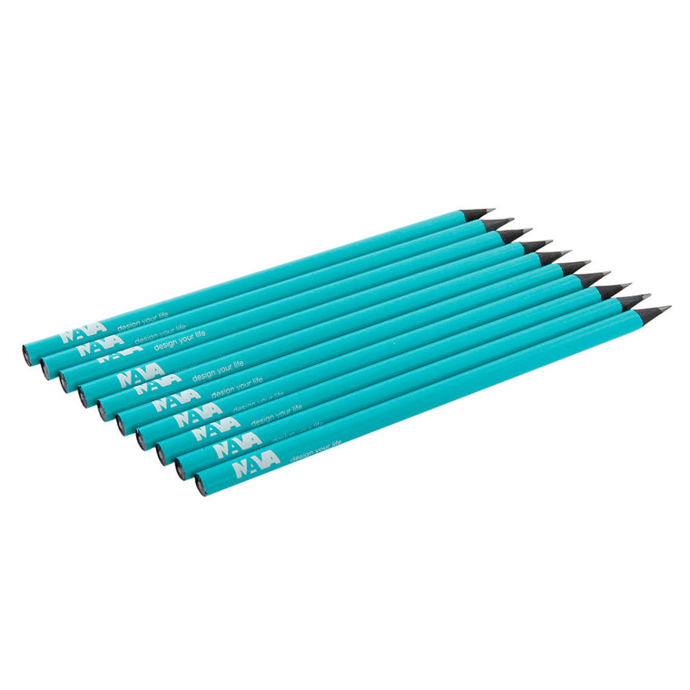 Nava Cut end pencil with Nava logo Set of 10 Lagoon