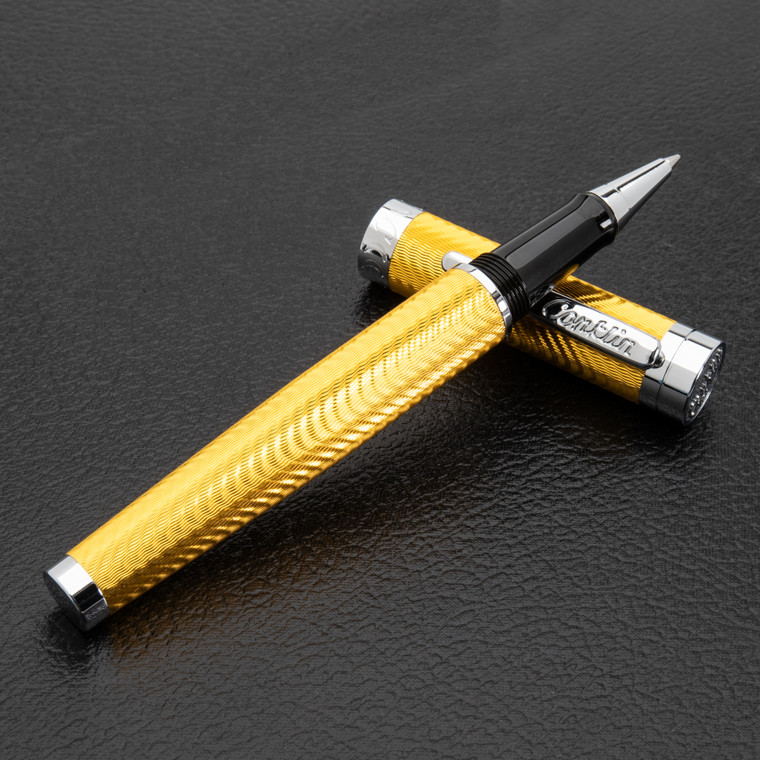 Conklin® Herringbone Signature Yellow Rollerball Pen