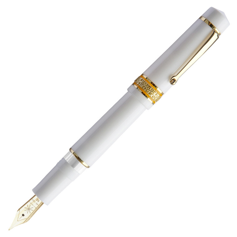 Maiora Mytho K DAMA (“OLD LADY” mirror solid white / gold plated) fountain pen, 14K