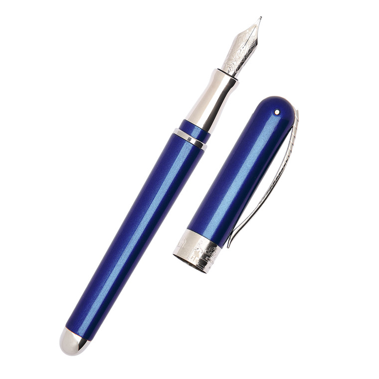 Pineider Avata Art Shiny Blue Palladium Trim Fountain Pen