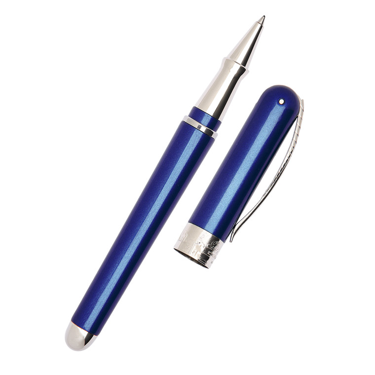 Pineider Avatar Art Shiny Blue Palladium Trim Rollerball Pen