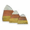 Rustic set of 3 wooden candy corn.  Perfect for the country setting.