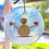 Singing Snowman Holiday Ornament and Suncatcher made from the bottom of a wine bottle!  I didn't know snowman can sing outside of Rudolph.