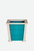 Small 12 Inch Square Poly Planter in aruba blue and white trim