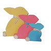 Set of 3 Wooden bunnies, Yellow, Red, and Blue to decorate for Easter or Spring.