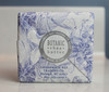 Pretty Blue and white floral packaging on Lavender Chamomile bar of soap.