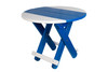 Bright Blue and White Round Folding Poly End Table