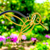 Side view of the yellow Powder Coated Metal Hanging Hummingbirds. Order today at harvestarray.com.