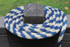 Navy and Tan Solid Braided Multifilament Polypropylene Rope on a post