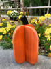 The Dimensions of our Handmade Cedar Wood Slotted Pumpkin Decoration are 9x6x2 inches.