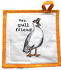 Close up of front of Hey Gull Friend Potholder/Hot Pad. Made in the USA.