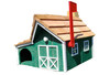 Green and White Wooden Mailbox with Cedar Roof and Newspaper Holder