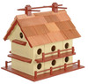 Beige with Red Trim Wooden Purple Martin Birdhouses with Cedar Roof