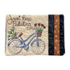 Just Keep Pedaling Handcrafted Embroidered and Quilted Mug Rug/Oversized Coaster. 6.5 x4.25"