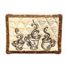 Steaming Cups Handcrafted Embroidered and Quilted Mug Rug/Oversized Coaster. 6.5 x4.5"