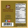 Halladay's Harvest Barn Wood fired pizza dip label with nutrition facts, contact information, and ingredients. Order today from Harvest Array.
