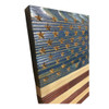 Side angle, closeup of our Hand Carved and Hand Painted Small Standard American Flag Plaque. Purchase online at harvestarray.com.