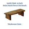 This Amish Made 36 Inch Briar Patch Flower Pot Bench is stained an earthy mushroom brown. Order online today from harvestarray.com.