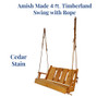 Amish-Made Four Foot Timberland Swing with Rope can be stained with Cedar for indoors or outdoors. Choose your preference at harvestarray.com.