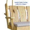 Close up of Liv Edges of an Unfinished Amish Made 5 Foot Timberland Swing with Rope.