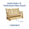 Unfinished Amish Made 5 foot wide Timberland Glider Bench with Live Edge. Free shipping when you order online at harvestarray.com.